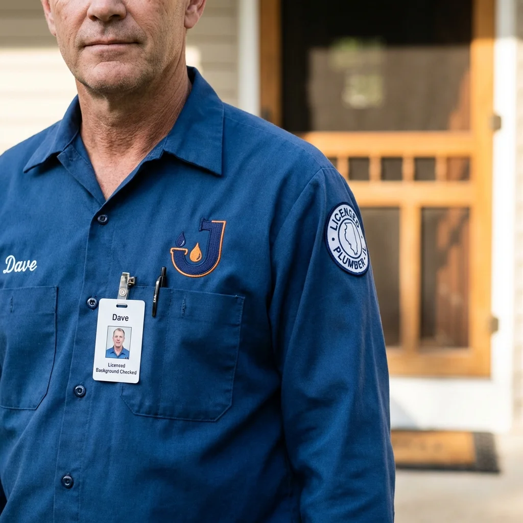 Licensed plumber showing ID badge in Ashland City, TN