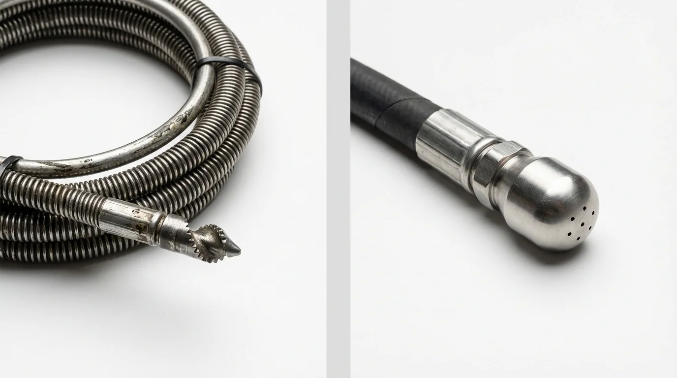 Drain snake cable and hydro jetting nozzle used for drain cleaning in Ashland City, TN