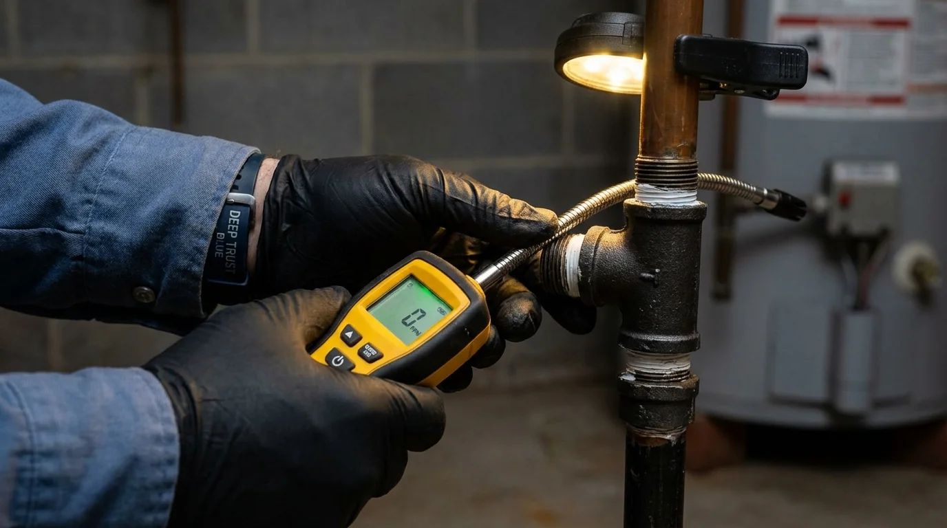 Gas leak detection with electronic sniffer by Johns Plumbing LLC in Ashland City
