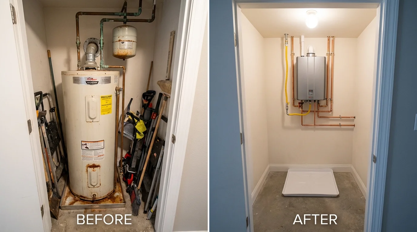 Tank water heater versus wall-mounted tankless unit comparison for Ashland City, TN homeowners